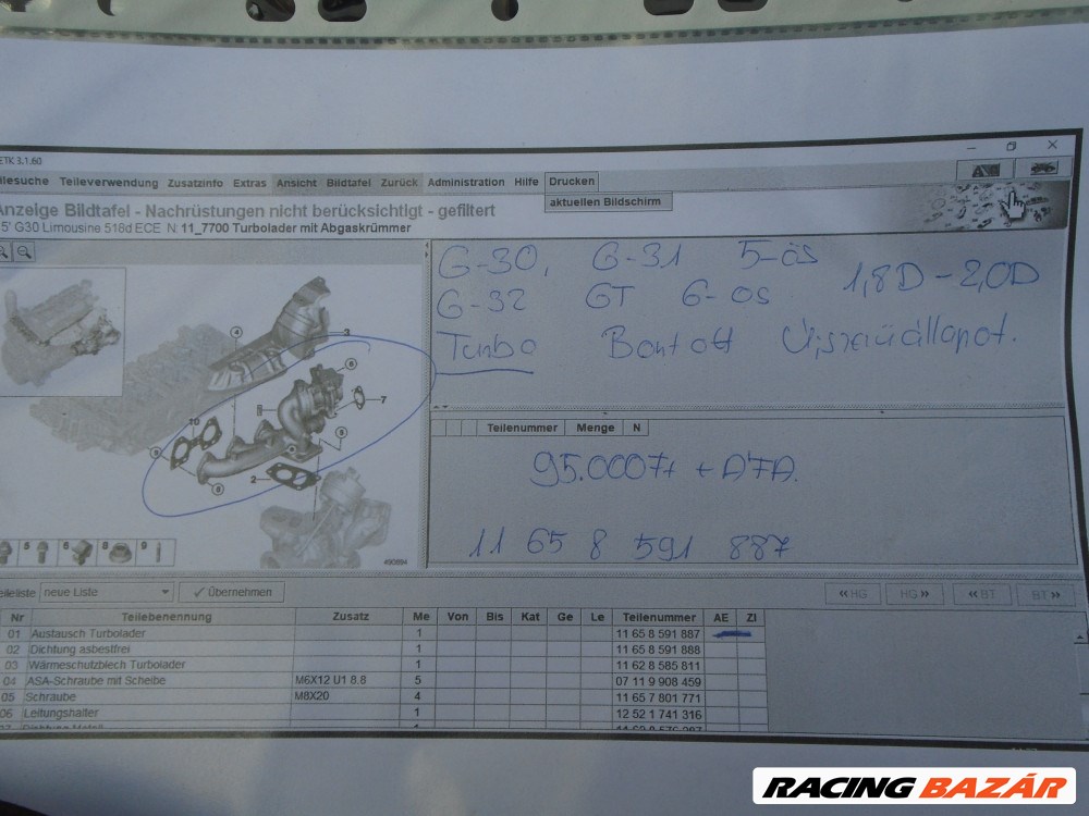 BMW Turbó [Újszerű] 5-ös sorozat / G30 , G31 / 6-os sorozat, G32 GT 1,8D - 2,0D  2. kép